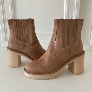 NWOT Free People James Chelsea Brown Leather Heeled Boots Sz 40